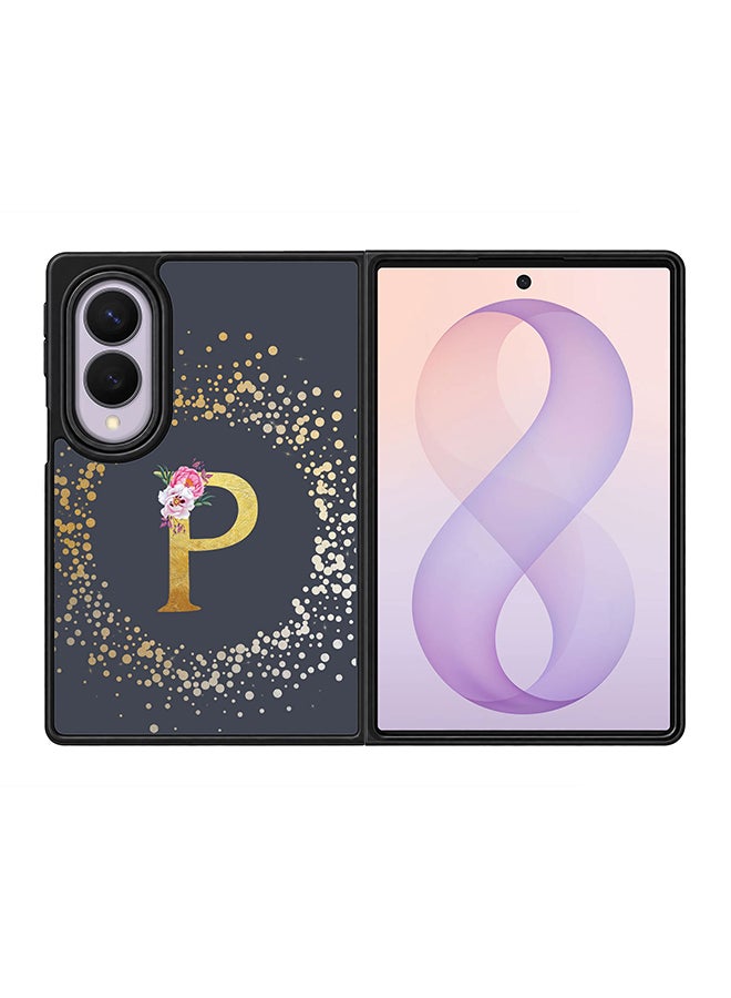 Stylizedd Rugged Case for Samsung Galaxy Z Fold8- Slim Fit Hybrid Rubber Cover Floral Monogram - P (Grey)