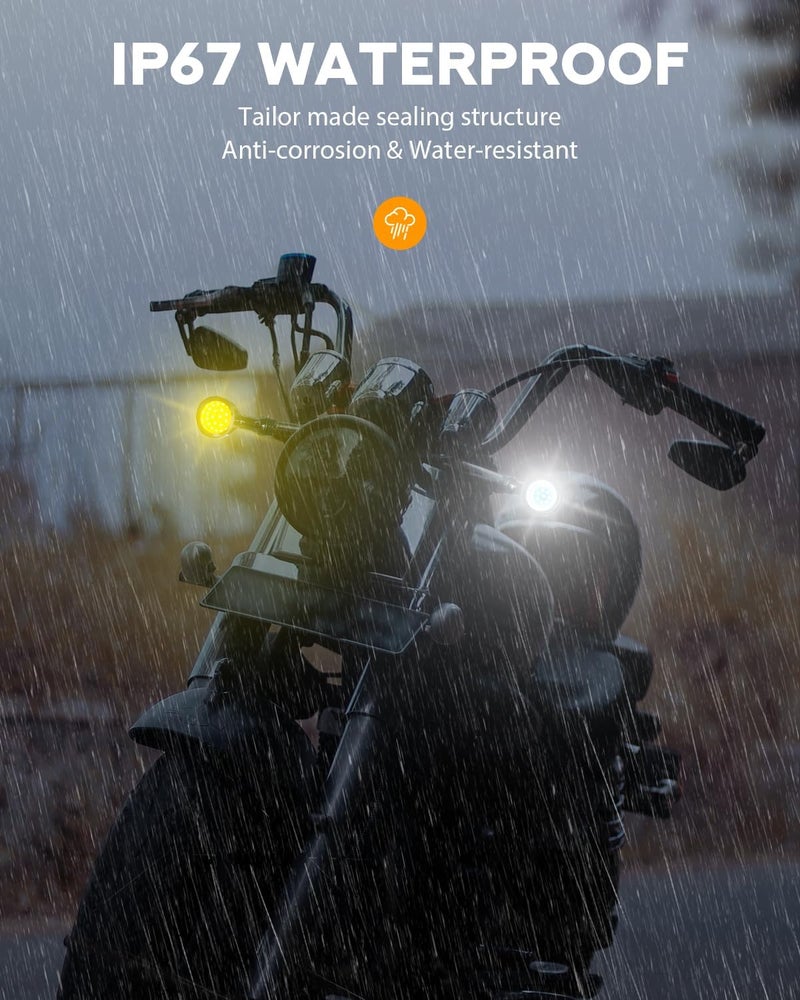 PBYMT 24 LED Motorcycle Bullet Turn Signals - Chrome Amber Lights for Harley, Honda, Kawasaki, Suzuki, Triumph, Yamaha - Image 3