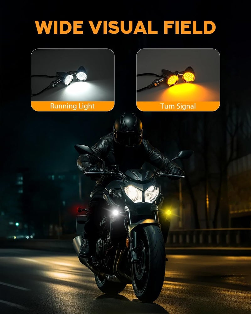 PBYMT 24 LED Motorcycle Bullet Turn Signals - Chrome Amber Lights for Harley, Honda, Kawasaki, Suzuki, Triumph, Yamaha - Image 2