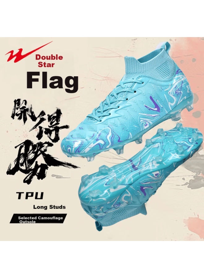 Shuangxing Men's High-top Breathable Soccer Shoes With Long Studs Professional Football Shoes For Training And Compeion Moon Purple White Size 38