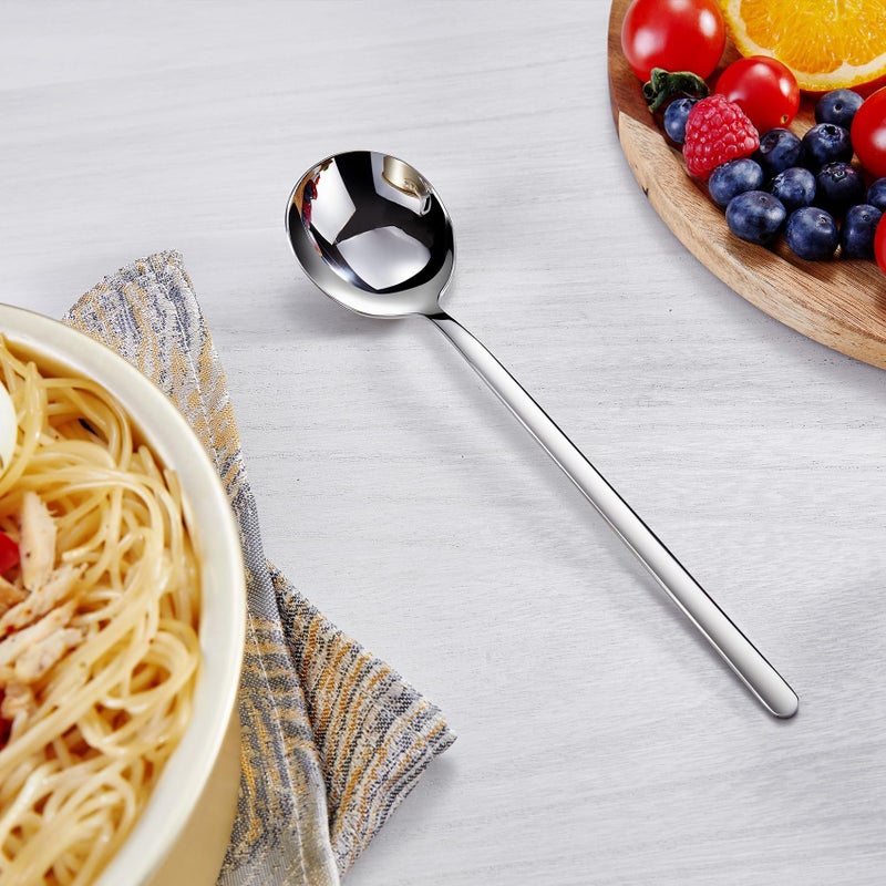 KEAWELL Premium Korean Soup Spoons with Long Handles, Set of 4, 18/10 Stainless Steel, Dishwasher Safe (Plain) - Image 3