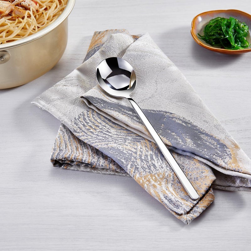 KEAWELL Premium Korean Soup Spoons with Long Handles, Set of 4, 18/10 Stainless Steel, Dishwasher Safe (Plain) - Image 4