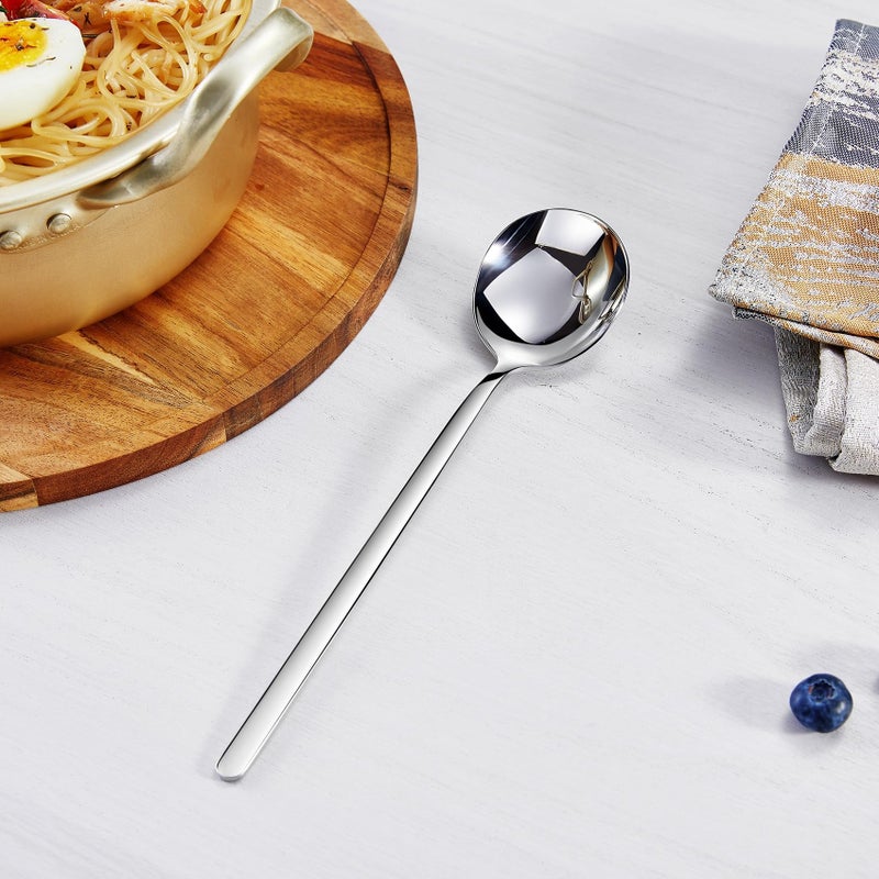KEAWELL Premium Korean Soup Spoons with Long Handles, Set of 4, 18/10 Stainless Steel, Dishwasher Safe (Plain) - Image 5