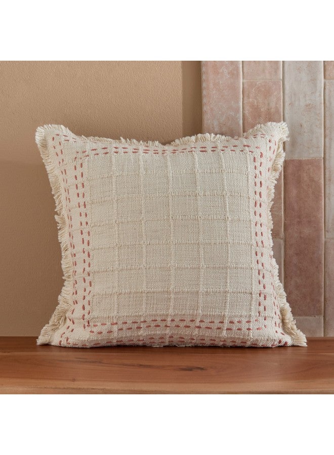 Home Box Warm Oasis Rustic Woven Check Filled Cushion 30 x 50 cm  - Image 1