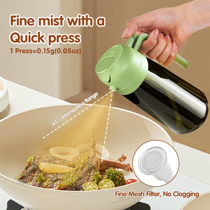 ‎YARRAMATE Yarramate 2Pcs 16Oz/470Ml Oil Sprayer For Cooking With Stickers  Food-Grade 2 In 1 Olive Oil Dispenser Bottle For Kitchen  Premium Dark Green Glass Oil Bottle For Air Fryer  Bbq (White & Green) - Image 5
