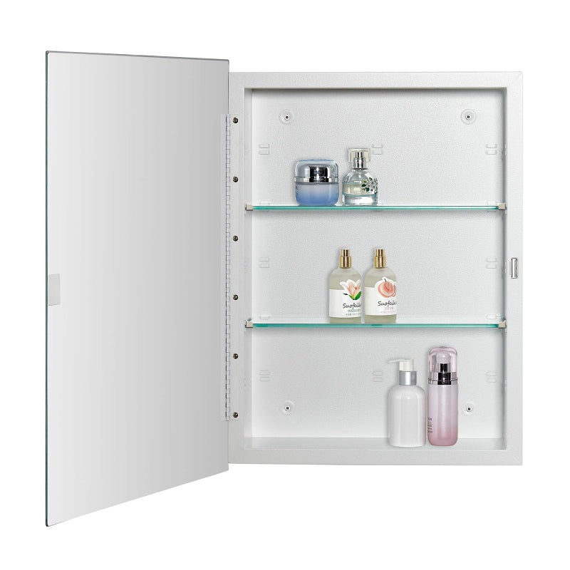 IDYLLOR Bathroom Medicine Cabinet with Beveled Edge Mirrored Door 16 x 22 inch, Recessed or Surface Mount, with Adjustable Glass Shelves - Image 3