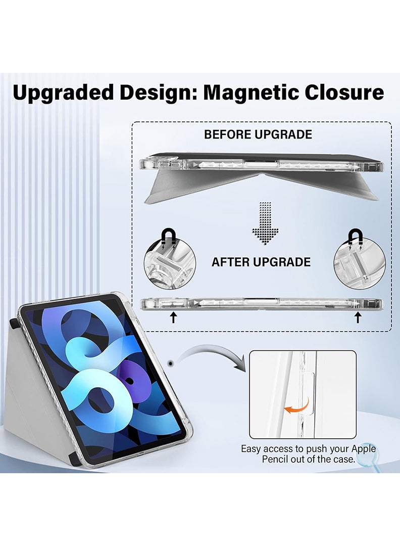 Theodor Case for iPad (A16) 11th 11 inch 2025 Gen iPad 11 Case/Case For iPad 10th Gen Case 2022 iPad 10 Case with Pencil Holder 8 Mutil Angles Folding Auto Wake/Sleep Transparent Shell Back with Pencil Holder Smart Cover for 11" iPad 11th 2025/10.9"iPad 10th Gen 2022- Grey - Image 4