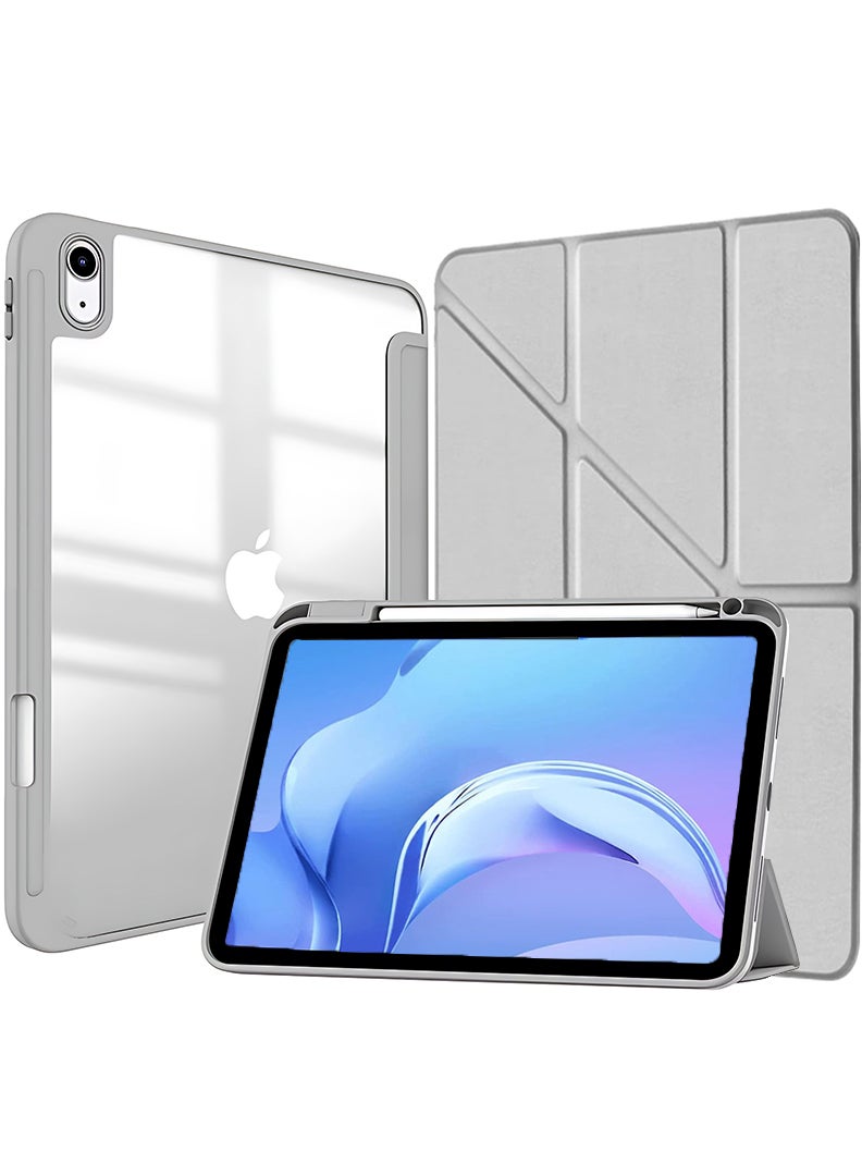 Theodor Case for iPad (A16) 11th 11 inch 2025 Gen iPad 11 Case/Case For iPad 10th Gen Case 2022 iPad 10 Case with Pencil Holder 8 Mutil Angles Folding Auto Wake/Sleep Transparent Shell Back with Pencil Holder Smart Cover for 11" iPad 11th 2025/10.9"iPad 10th Gen 2022- Grey - Image 1