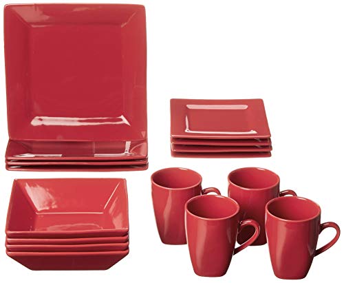 10 Strawberry Street Nova Square 16 pc Dinnerware Set Red - Image 1