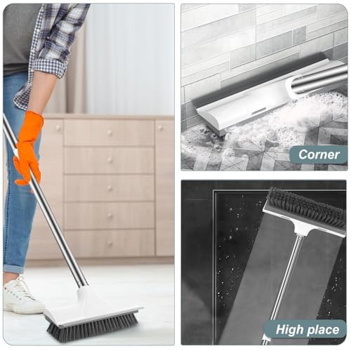 BLADESMITH 2 in 1 Tiles Cleaning Brush - Multifunctional Floor & Wall Scrubber with Brush and Wiper - 2 in 1 Tiles Cleaning Brush for Bathroom, Kitchen, Corners & Hard Stains - Adjustable Handle - Image 2