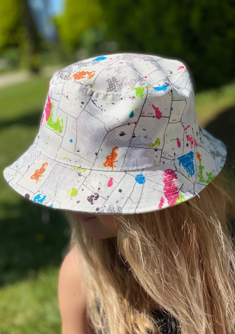 Queen Aksesuar Queen Accessory New Trend Summer Fashion Colorful Paint Patterned Bucket Baguette Hat Adult Women Big Children's Hat