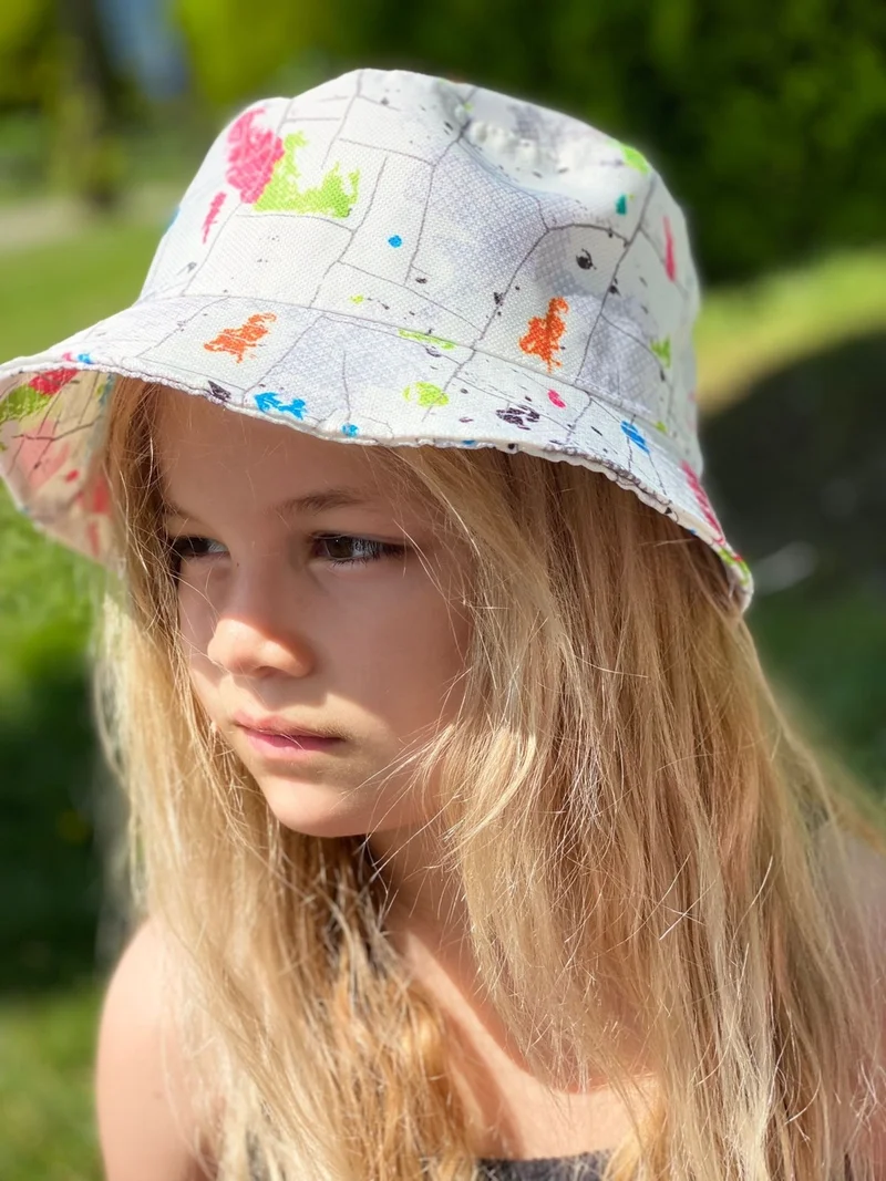 Queen Aksesuar Queen Accessory New Trend Summer Fashion Colorful Paint Patterned Bucket Baguette Hat Adult Women Big Children's Hat