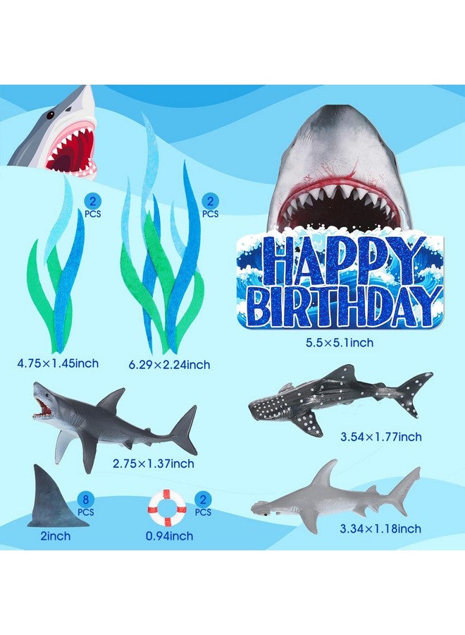 Geyee 18 Pack Shark Cake Toppers for Attack Sea Creatures Decor Shark Figurines Decorations Ocean Theme Cupcake Picks for Birthday Shower Party Favors Supplies - Image 3