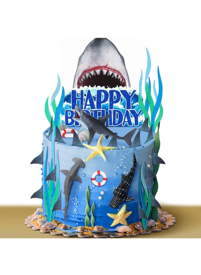 Geyee 18 Pack Shark Cake Toppers for Attack Sea Creatures Decor Shark Figurines Decorations Ocean Theme Cupcake Picks for Birthday Shower Party Favors Supplies - Image 1