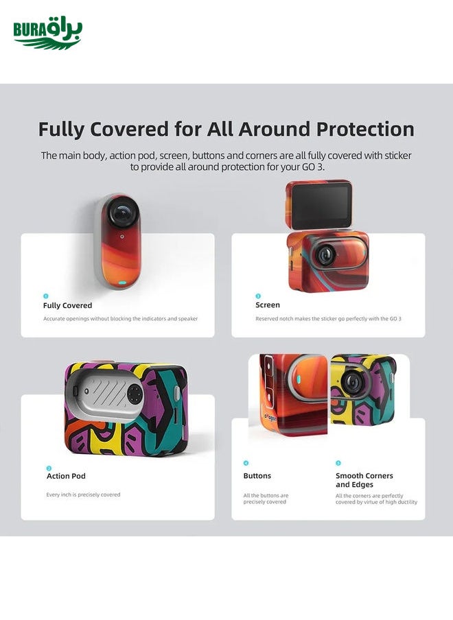 BURAQ For Insta360 GO 3 / GO 3S AMagisn Body Sticker Protective Film Action Camera Accessories, Style: Graffiti  - Image 3