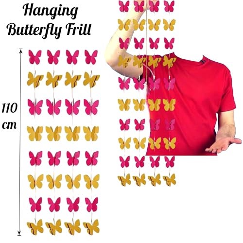 TOYXE 3D Butterfly Frills Garland Series Ladi for Parties & Events Decoration | Multicolor Hanging Paper Garland for Birthday, Baby Shower, Wall Decor – Pack of 4 | Butterfly Theme Party Decor - Image 2