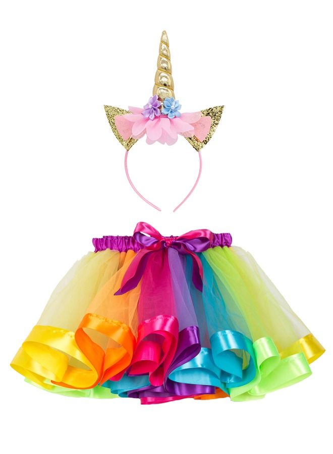 Tutu Skirt with Unicorn Horn Headband Outfit - Image 1