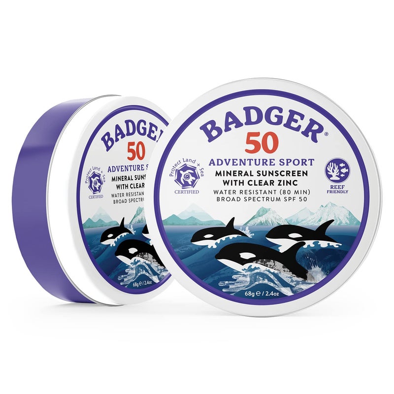 Badger Biodegradable Reef Safe Sunscreen, SPF 50 Mineral Sunscreen, 98% Organic Ingredients, Unscented, Water Resistant Adventure Sport Sun Cream, Travel Size 2.4 oz Tin - Image 4