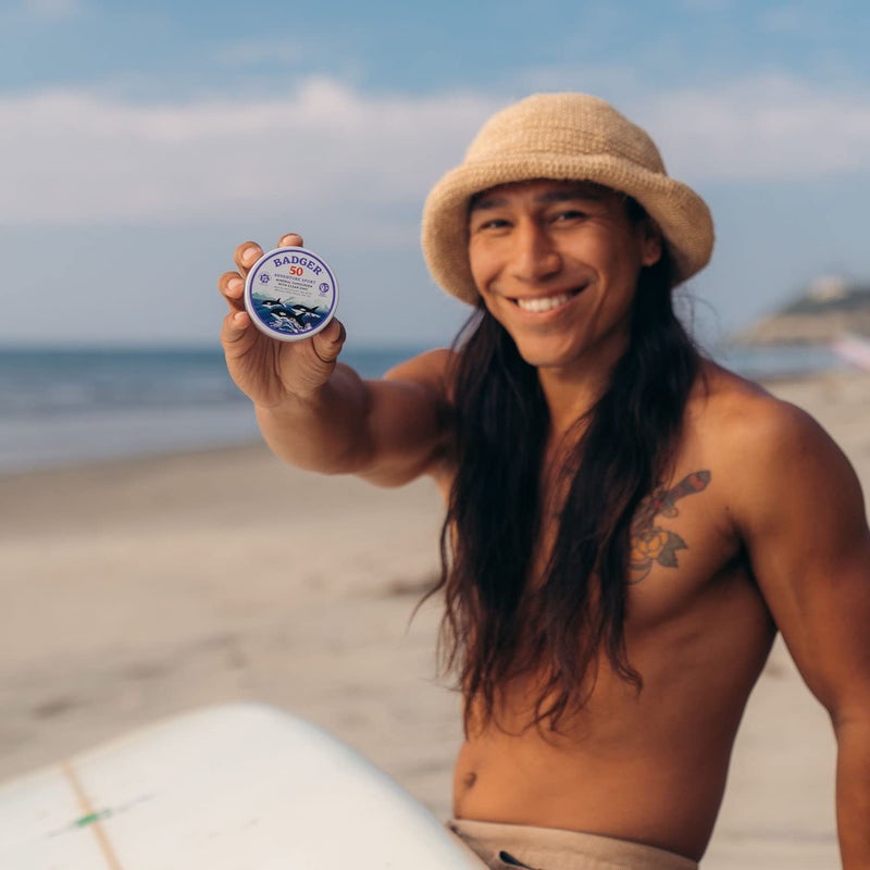 Badger Biodegradable Reef Safe Sunscreen, SPF 50 Mineral Sunscreen, 98% Organic Ingredients, Unscented, Water Resistant Adventure Sport Sun Cream, Travel Size 2.4 oz Tin - Image 3