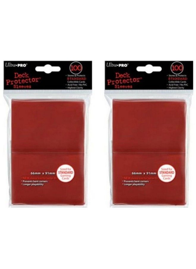 Ultra Pro - 200 Ultra Pro Red Deck Protector Sleeves 2 Packs Standard Magic The Gathering Size - Image 1