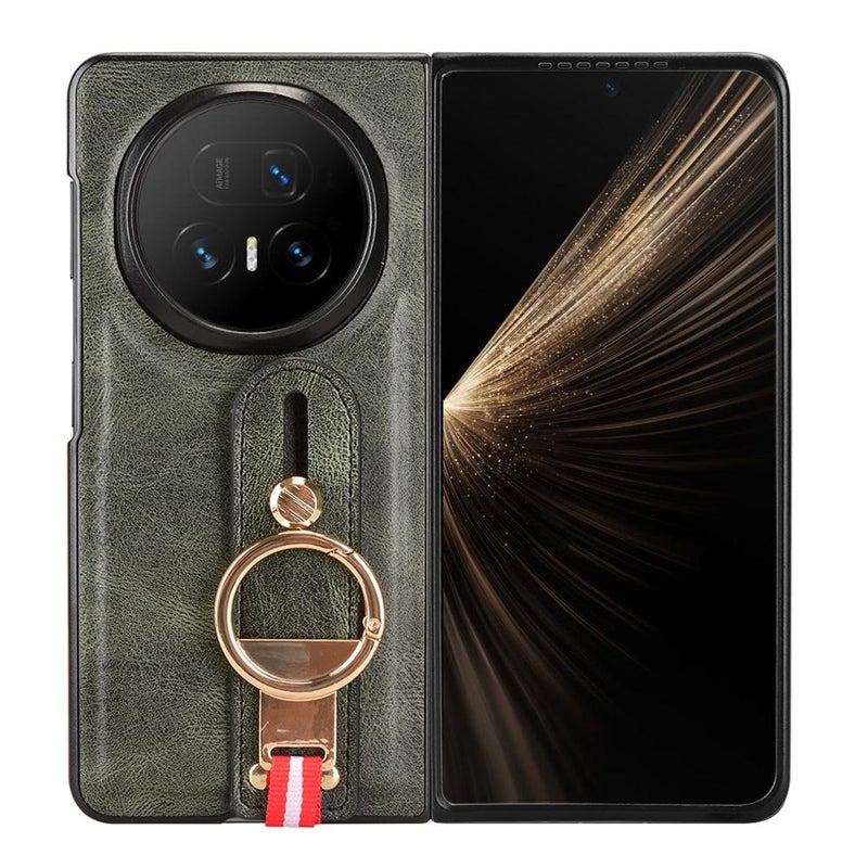 إيروريكس جراب خلفي من الجلد لهاتف For Honor Magic V5 مع سوار معصم (أخضر) - Image 4