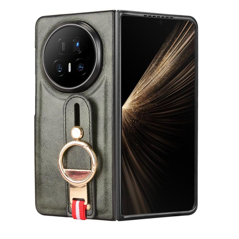 إيروريكس جراب خلفي من الجلد لهاتف For Honor Magic V5 مع سوار معصم (أخضر) - Image 3