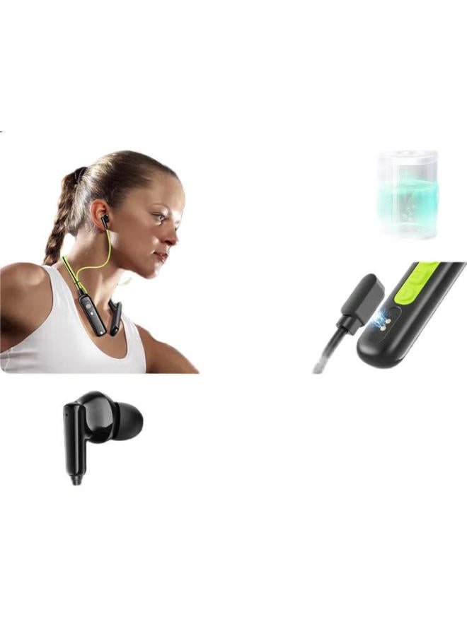 Orange Enc Noise Cancelling Bluetooth Earphones Hanging Neck New High Definition Sound Quality Ultra-Long Battery Life Comfortable In-Ear Waterproof Suitable For Apple Huawei Oppo Xiaomi Vivo Black G - Image 1