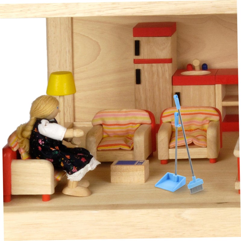 Miniature Broom Mop And Dustpan Set For Dollhouse Cleaning Decor 4 Inch - Image 5