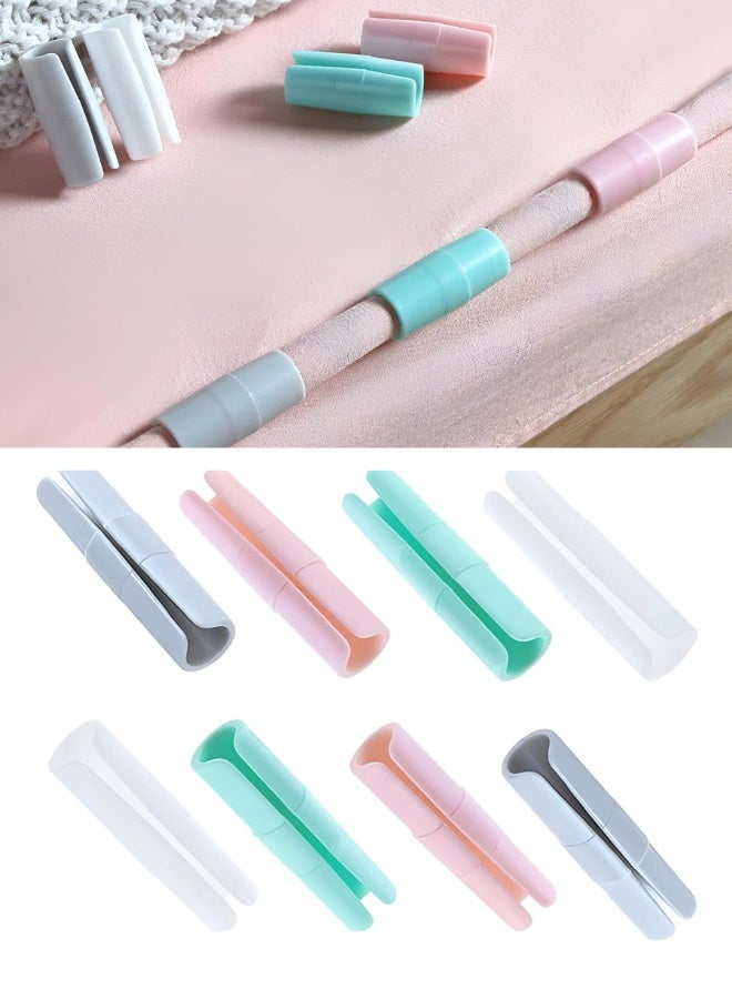 مثبتات ملاءات السرير المقاومة للرياح تحافظ على الملاءات مشدودة - مناسبة لمختلف أنواع المراتب ذات الحواف المرتفعة (8 قطع متعددة الألوان) - Image 1