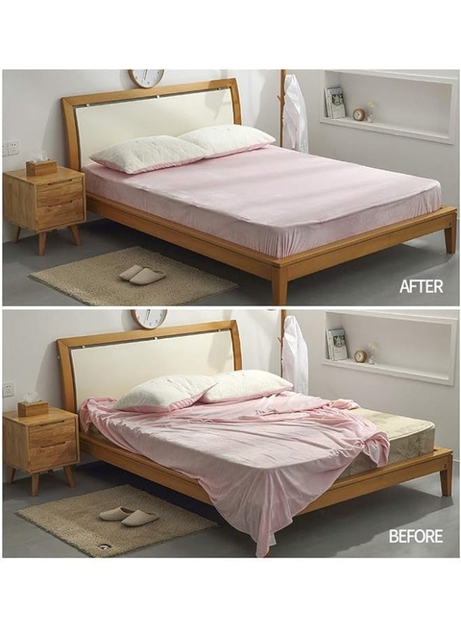 مثبتات ملاءات السرير المقاومة للرياح تحافظ على الملاءات مشدودة - مناسبة لمختلف أنواع المراتب ذات الحواف المرتفعة (8 قطع متعددة الألوان) - Image 4