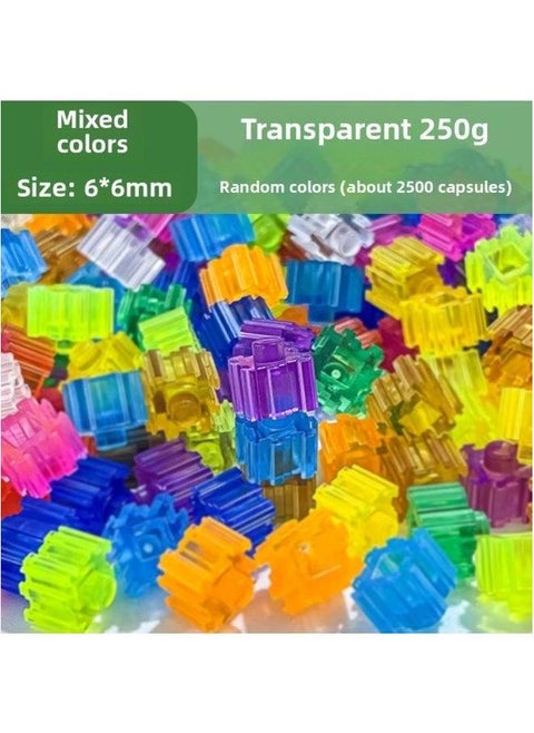 6mm Mini Building Blocks Bulk Small Particle Transparent Assembled Diy Phone Case Computer Not Compatible With Lego-Color:6mm Color Mixing (250g)-Specifications:6*6*5.5mm