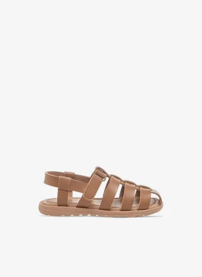 Mister Duchini Boys Solid Cage Sandals with Hook and Loop Closure