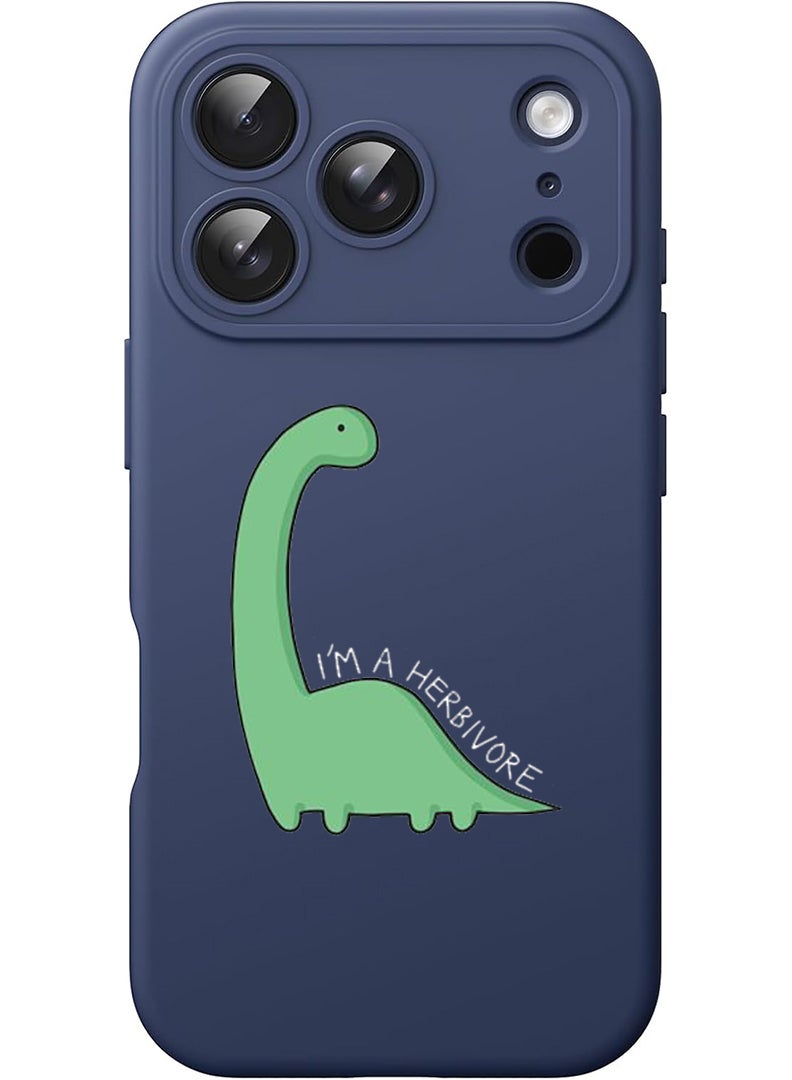 Theodor Protective Slim Fit Case Liquid Silicone Cover with Full Body Protection Anti-Scratch Shockproof Case For Apple iPhone 17 Pro (Blue) Dino - White - Image 1