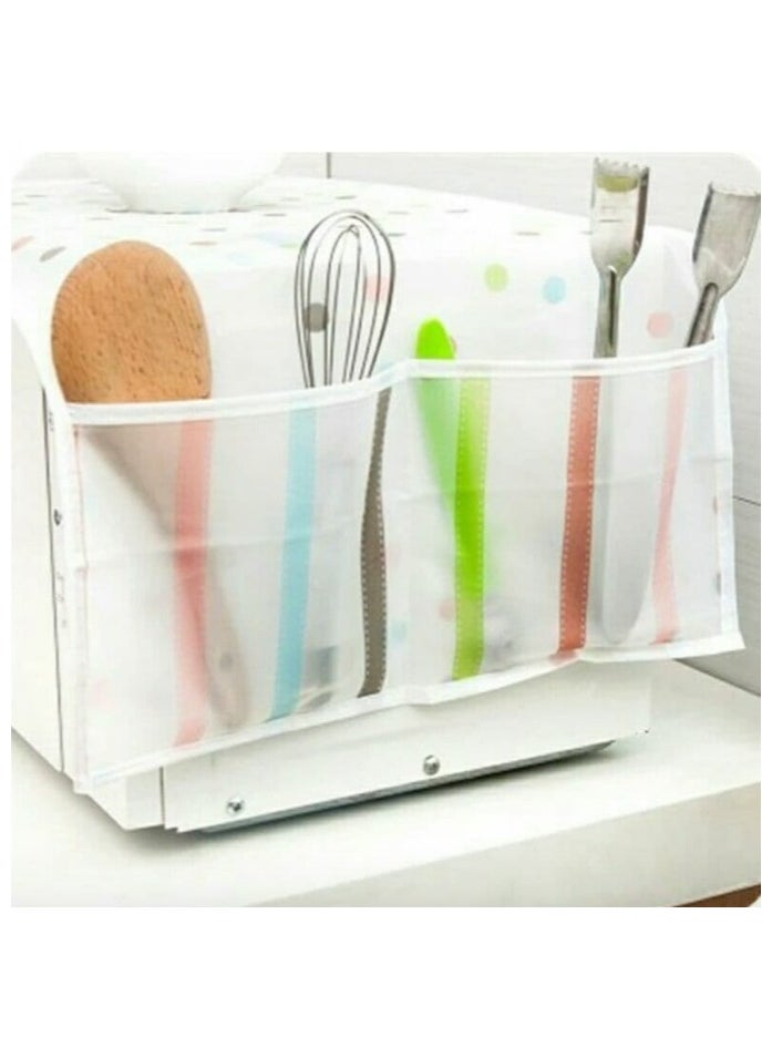 Generic - Waterproof Microwave Cover Sharp - Microwave Cover - Microwave Protective Case for Dust, Oil and Water Protection, Home Organizer and Storage Bag for Microwave and Oven Protection in Home and Kitchen - Dust, Water and Oil Resistant Microwave Oven Cover with Organizer Pockets for Storing Spoons and Forks - Size 35*85cm - Multicolor (Random Color Comes) - Image 1