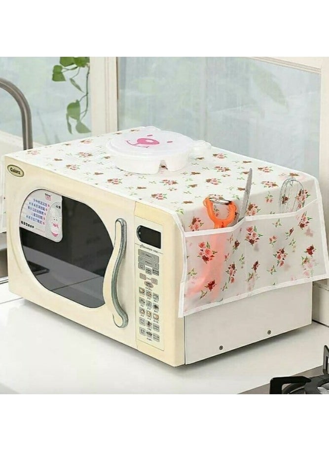 Generic - Waterproof Microwave Cover Sharp - Microwave Cover - Microwave Protective Case for Dust, Oil and Water Protection, Home Organizer and Storage Bag for Microwave and Oven Protection in Home and Kitchen - Dust, Water and Oil Resistant Microwave Oven Cover with Organizer Pockets for Storing Spoons and Forks - Size 35*85cm - Multicolor (Random Color Comes) - Image 1