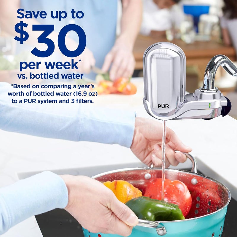 Pur PLUS Vertical Faucet Mount Water Filtration System, Lead-Reducing Filter, Great-Tasting Water, Easy Install, Lasts 100 Gallons, Compatible with Sinks with External Aerators, Chrome - Image 3