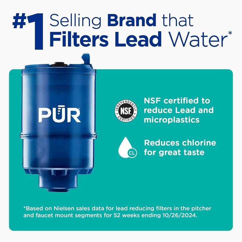 Pur PLUS Vertical Faucet Mount Water Filtration System, Lead-Reducing Filter, Great-Tasting Water, Easy Install, Lasts 100 Gallons, Compatible with Sinks with External Aerators, Chrome - Image 4