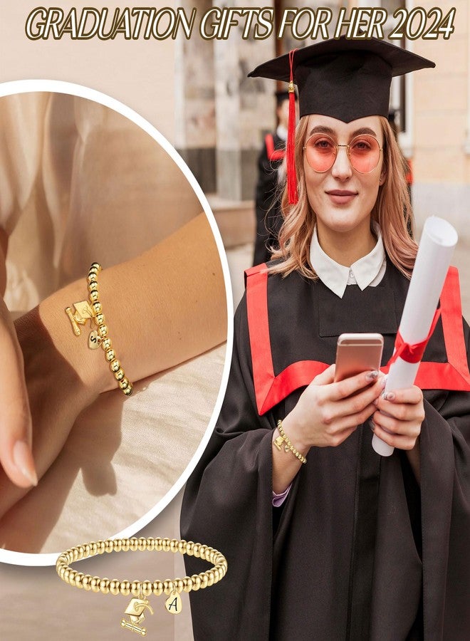 Btysun Law School Graduation Gifts 2025, Graduation Gifts 2025 High School J Initial Bracelet Letter Graduation Gift for Granddaughter Gold Beaded Bracelets for Women - Image 4