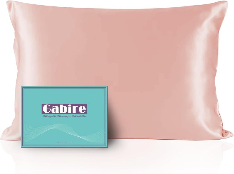 Gabire Mulberry Silk Pillowcase for Hair and Skin Prevent Acne Pillowcase Both Sides Real Silk Pillowcases Organic Silk Pillowcase with Hidden Zipper, Coral Pink, Standard (20"×26") - Image 1