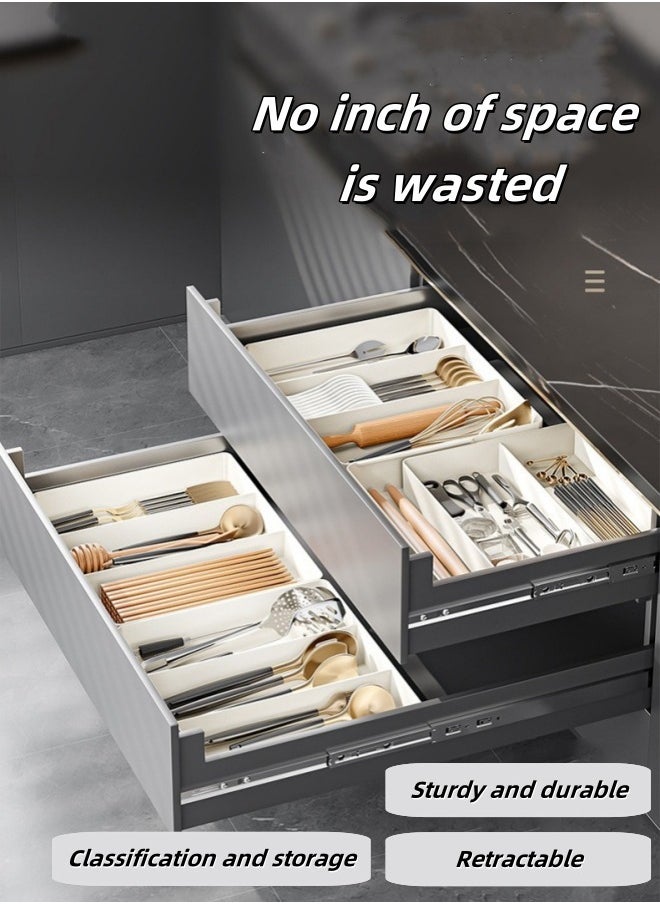 HQ-GAMING Expandable Silverware Drawer Organizer Adjustable Cutlery Holder for Kitchen BPA-Free Utensil Tray Large Capacity Storage for Spoons, Forks, Knives  - Image 4