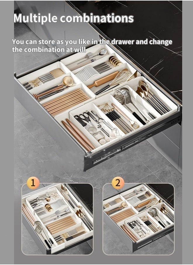 HQ-GAMING Expandable Silverware Drawer Organizer Adjustable Cutlery Holder for Kitchen BPA-Free Utensil Tray Large Capacity Storage for Spoons, Forks, Knives  - Image 5
