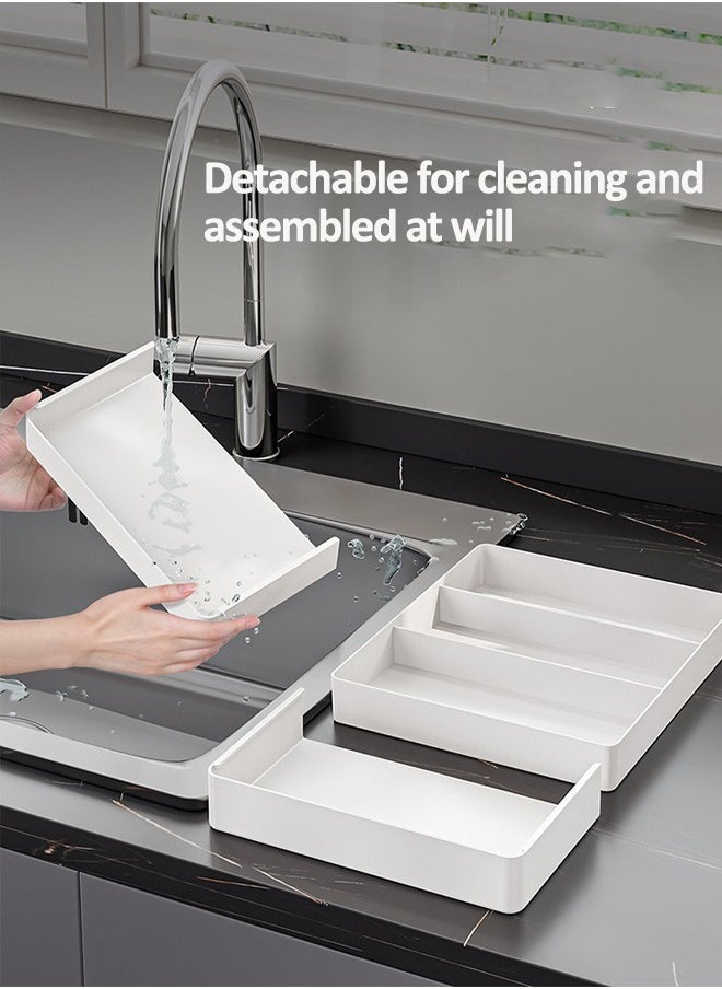 HQ-GAMING - Expandable Silverware Drawer Organizer Adjustable Cutlery Holder for Kitchen BPA-Free Utensil Tray Large Capacity Storage for Spoons, Forks, Knives - Image 1