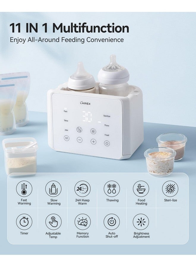 LAREX Double Bottle Warmer 11In1 Fast Baby Bottle Warmer For Breastmilk And Formula With Timer Fits 2 Bottles Accurate Temp Control Milk Warmer With Thaw Sterilizing Keep Warm Heat Food  - Image 2