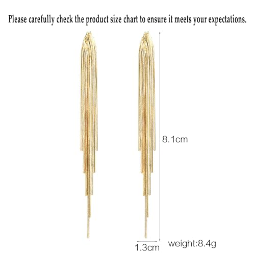 FUTIMELY Long Chain Gold Tassel Earrings for Women Prom Statement Dangle Drop Earrings Elegant Formal Bridesmaid Bride Wedding Gifts - Image 3