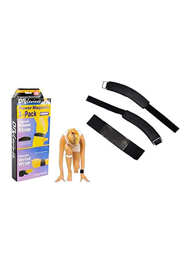 Generic Fitness Wrist Wrap And Patella Knee Straps Set, Lifting Straps For Weight Lifting, Knee Pain Relief Support Brace For Hiking, Soccer, Basketball, Running, Jumpers, Tendonitis - 3Pc Set - Black  - Image 2