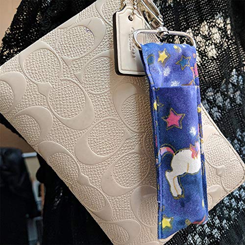 Birdz 1 UNICORN Patterned Material Lip Balm Holsters LIPSTICK HOLDER WITH Metal Clip - Image 5