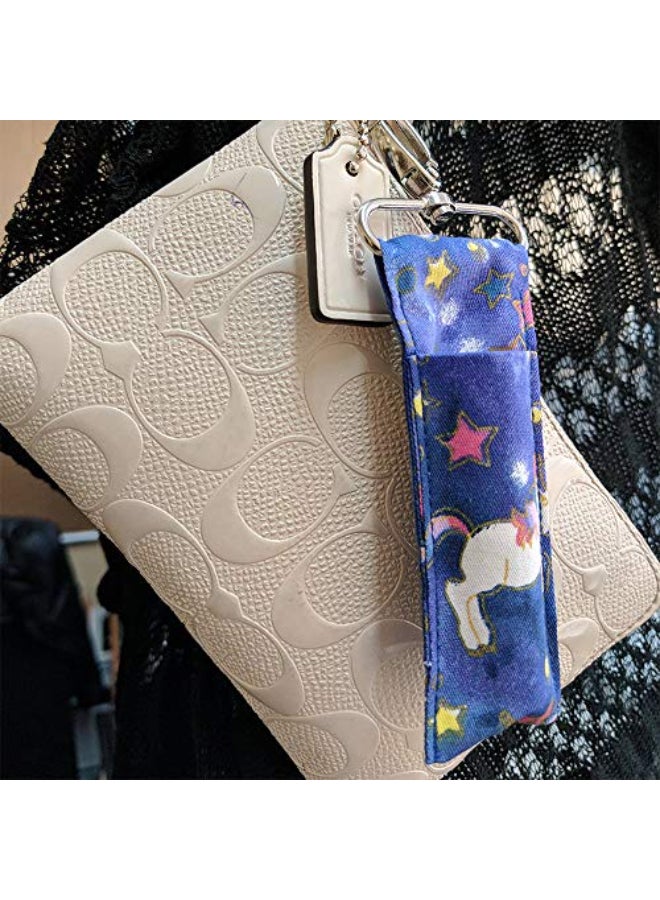 Birdz 1 UNICORN Patterned Material Lip Balm Holsters LIPSTICK HOLDER WITH Metal Clip - Image 4