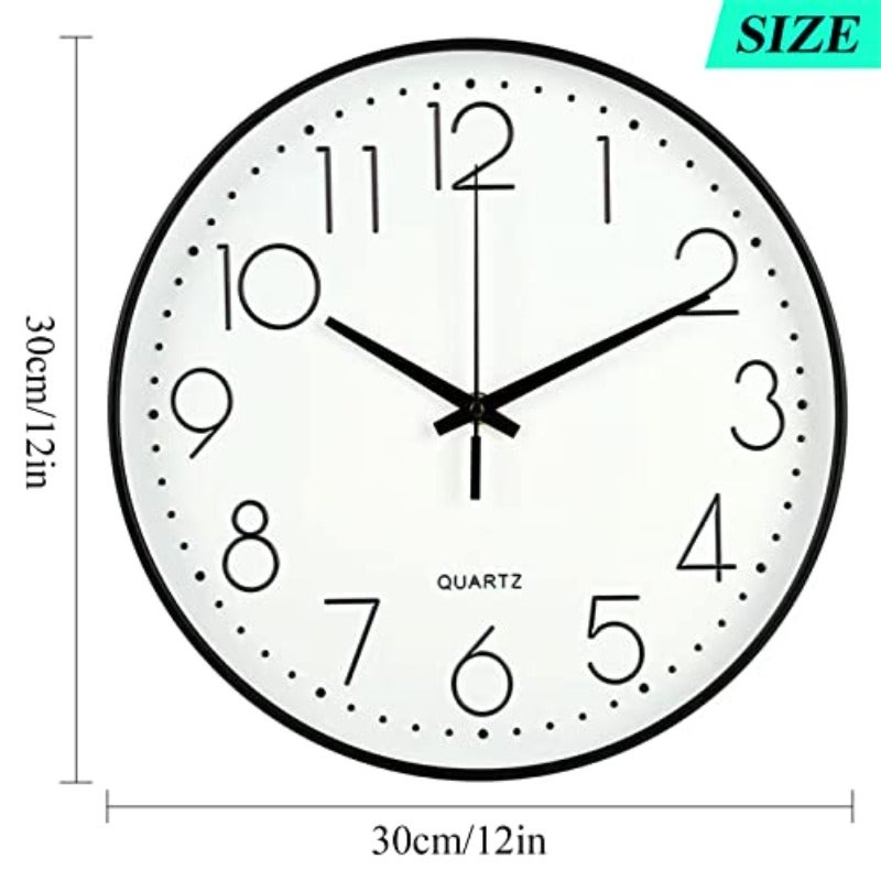 Wall Clock 12-inch Silent Non-Ticking Round Wall Clocks Battery Operated Easy to Read for Living Room Home Office School White - Image 2