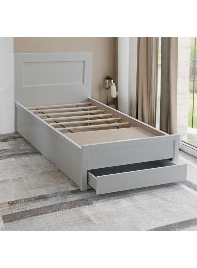 ALWASIT HOME Al Wasit Home Wodden Bed With 1 Front Drawer Storage Sturdy Modern Design Wooden Single Bed Frame Furniture With Medical Mattress