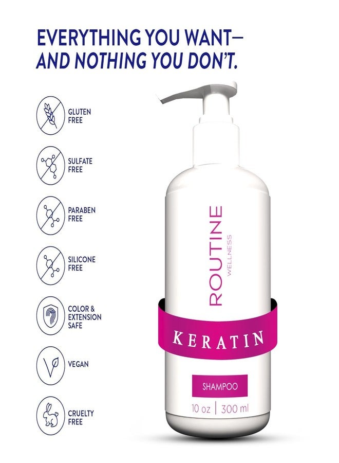 Routine Wellness Premium Keratin Shampoo | Professional Hair Strengthening & Deep Nourishing Cleanser for Dry, Frizzy & Damaged Hair | Smoothening, Repair & Shine Boost Formula | Salon-Inspired Luxury Care for Men & Women - Image 2